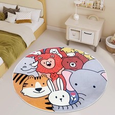 ABREEZE Round Kids Rugs 4ft, Faux Wool Kids Area Rugs Childrens Crawling Carpet