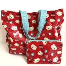 Harajuku Lovers Red Cats Tote Bag Gwen Stefani with Matching Zip Pouch Bag Charm