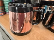 Vintage Thermo Serv Coffee Mugs Cups Set Of 6- Copper Black Made In USA