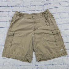 Nike Cargo Shorts Mens L Gray Tag Tan Ripstop Gorpcore Cinch Waist Utility Y2K