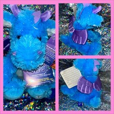 Rare 2006 Russ Berrie Shining Stars Blue Purple Dragon Plush Glitter Pet Toy