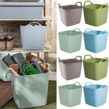 25L Square Plastic Flexi Tub - Strong Flexible Storage Bucket for Garden/Laundry