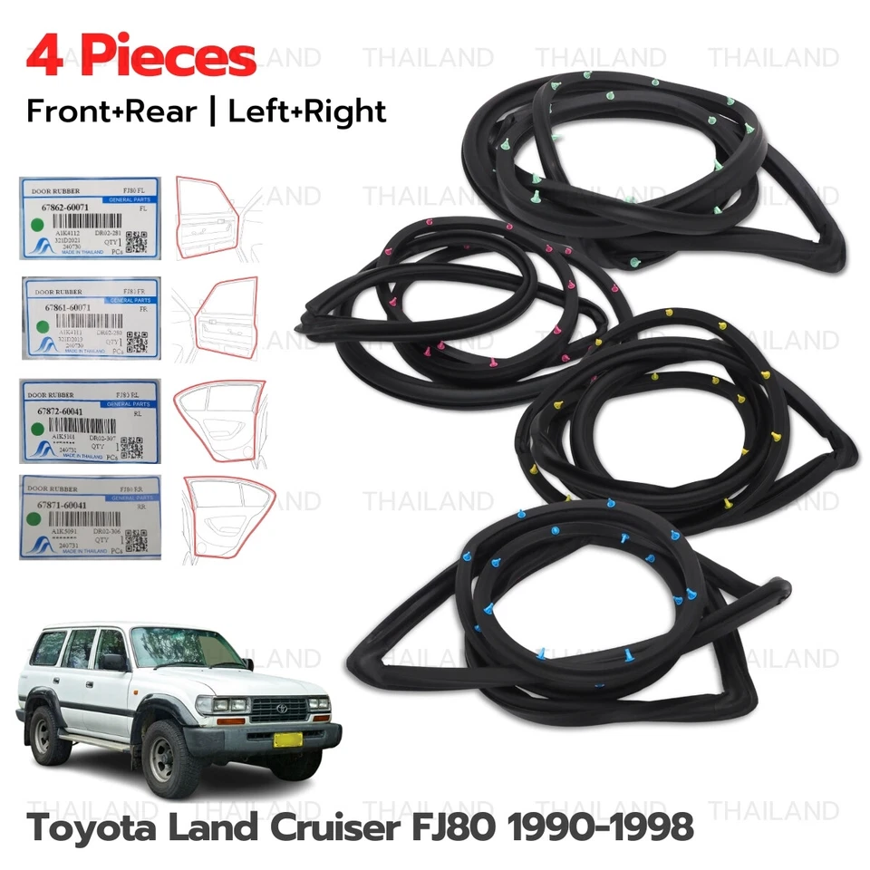For Toyota Land Cruiser FJ80 1990 - 98 Set Front Rear Door Seal Weatherstrip Foto 4 de 4
