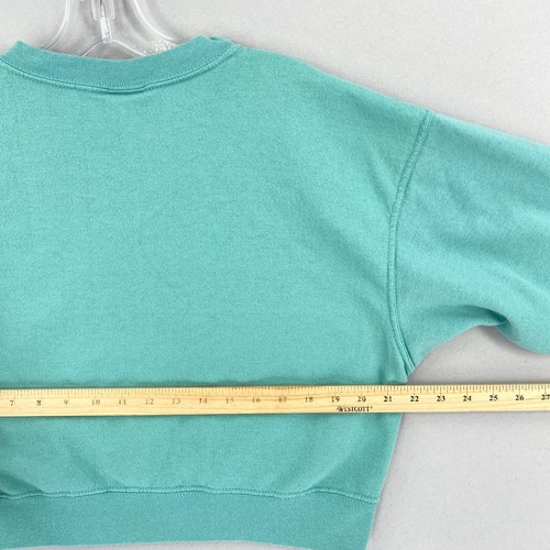 Vintage GUESS Cropped Sweatshirt Womens One Size Blue Embroidered USA Made 90s * - Picture 9 of 12