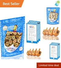 Colorful Wooden Hanukkah Dreidels - 30 Pack with Instructions  Transliteration