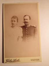Stettin - Hans Nollau mit Elli Kanzow aus Prenzlau - Soldat Uniform Offizier CDV