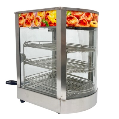 3 Tiers Food Warmer Display Case Food Pizza Pastry Showcase Pie Warmer Cabinet