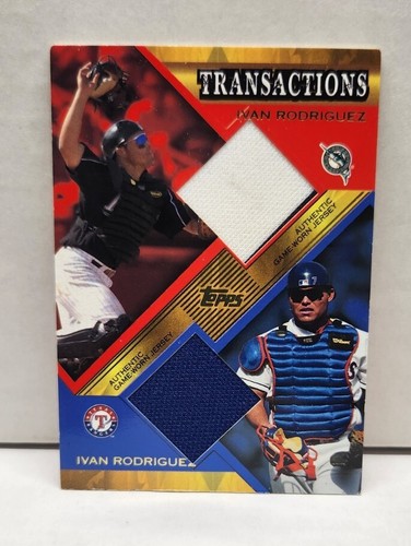 IVAN RODRIGUEZ 2003 Topps Transactions DUAL GU JERSEYS ~ MARLINS ~ RANGERS