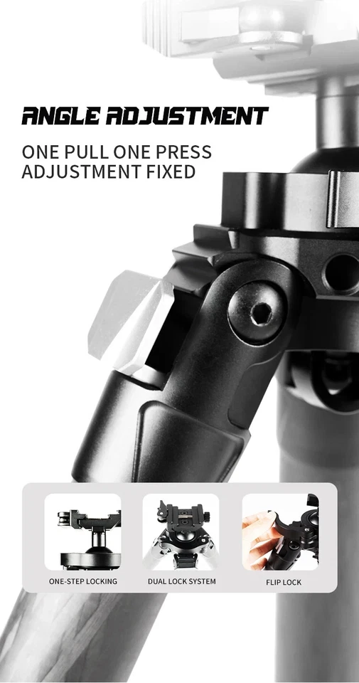 Linkogear Carbon Fiber Tripod – Picatinny/Arca, 64" Max, 66lb Capacity - Black - Image 2 of 4