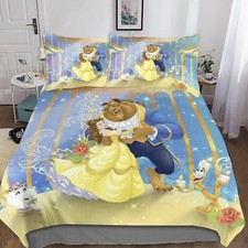 Beauty And The Beast Belle And The Beast Happy Valentine's 3D Quilt Bedding Set