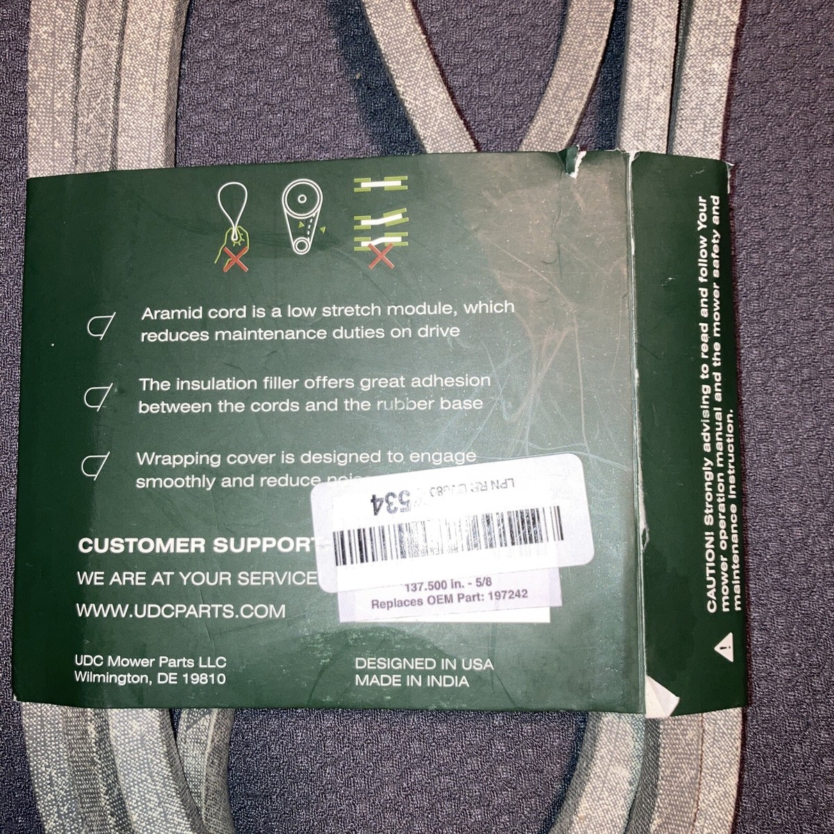 udc mower belts aramid k mower belt