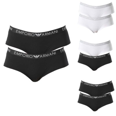 EMPORIO ARMANI Damen Pants Hotpants Unterwäsche 2er Pack Schwarz Weiß XS bis XL