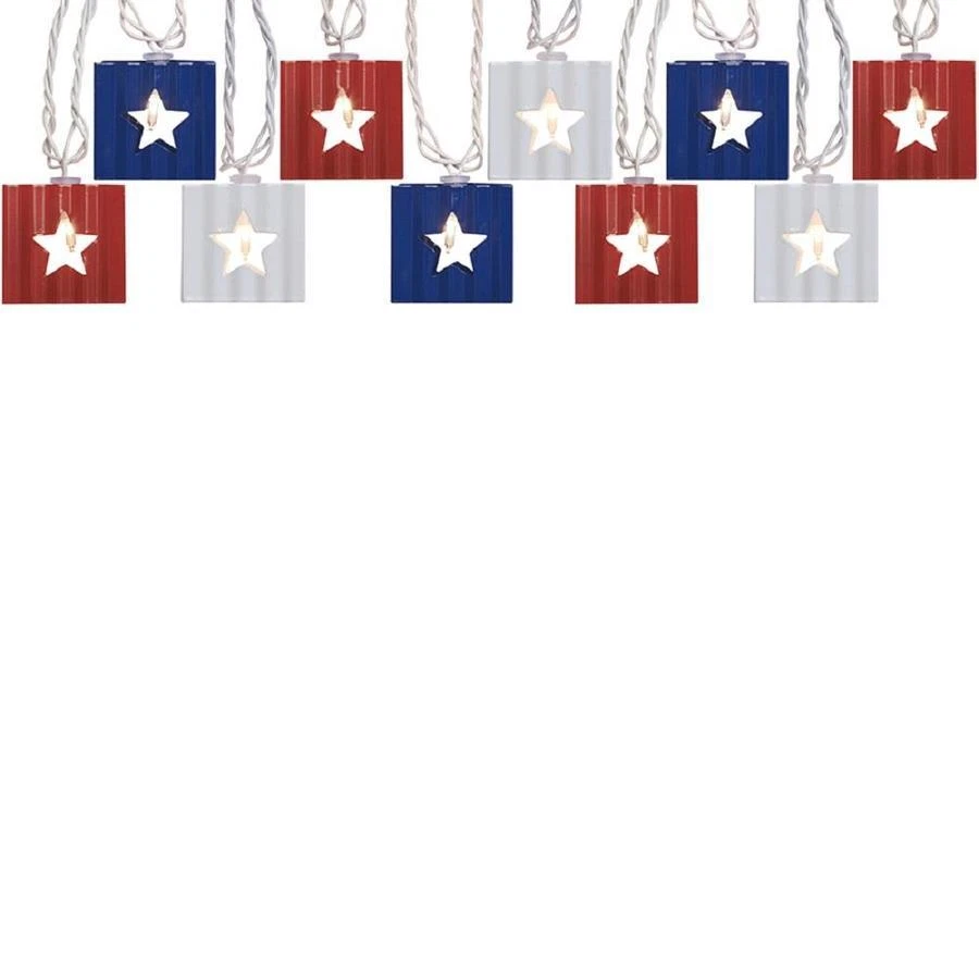Allen + Roth, 10 Ct - Star Cutout Red White Blue Metal Box Shades String Lights  - Image 3 of 3
