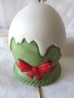 Ceramic Christmas Bell Chimer with Dangling Bear Gold Jingle Ornament Green Red — photo 3