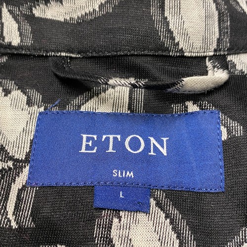 Eton Button-Up Shirt Men's Large Black Floral Slim Fit Casual Lightweight - Picture 3 of 11