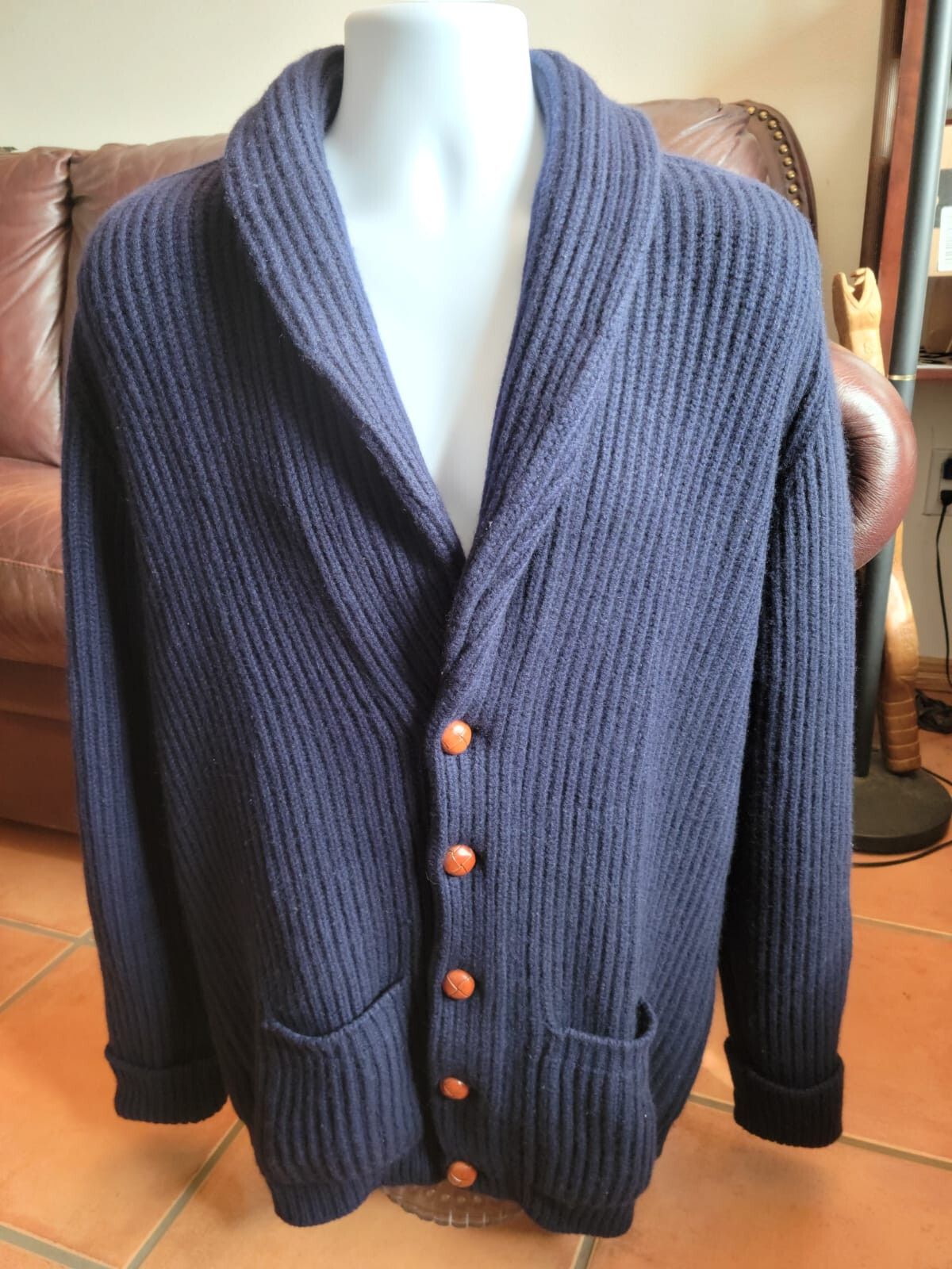 Ballantyne 100% Cashmere Heavy Chunky 12 Ply Shawl Cardigan Sweater L XL  $2400 | eBay