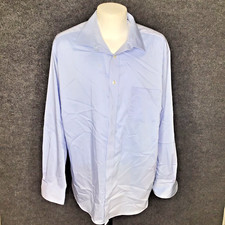 Chaps Dress Shirt Size 18 34/35 Men's Wrinkle Free Blue Long Sleeve