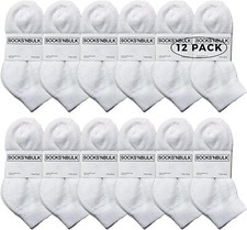 12 PK of Kids Cotton Quarter Ankle Socks In White Size 4-6 - Boys Ankle Sock