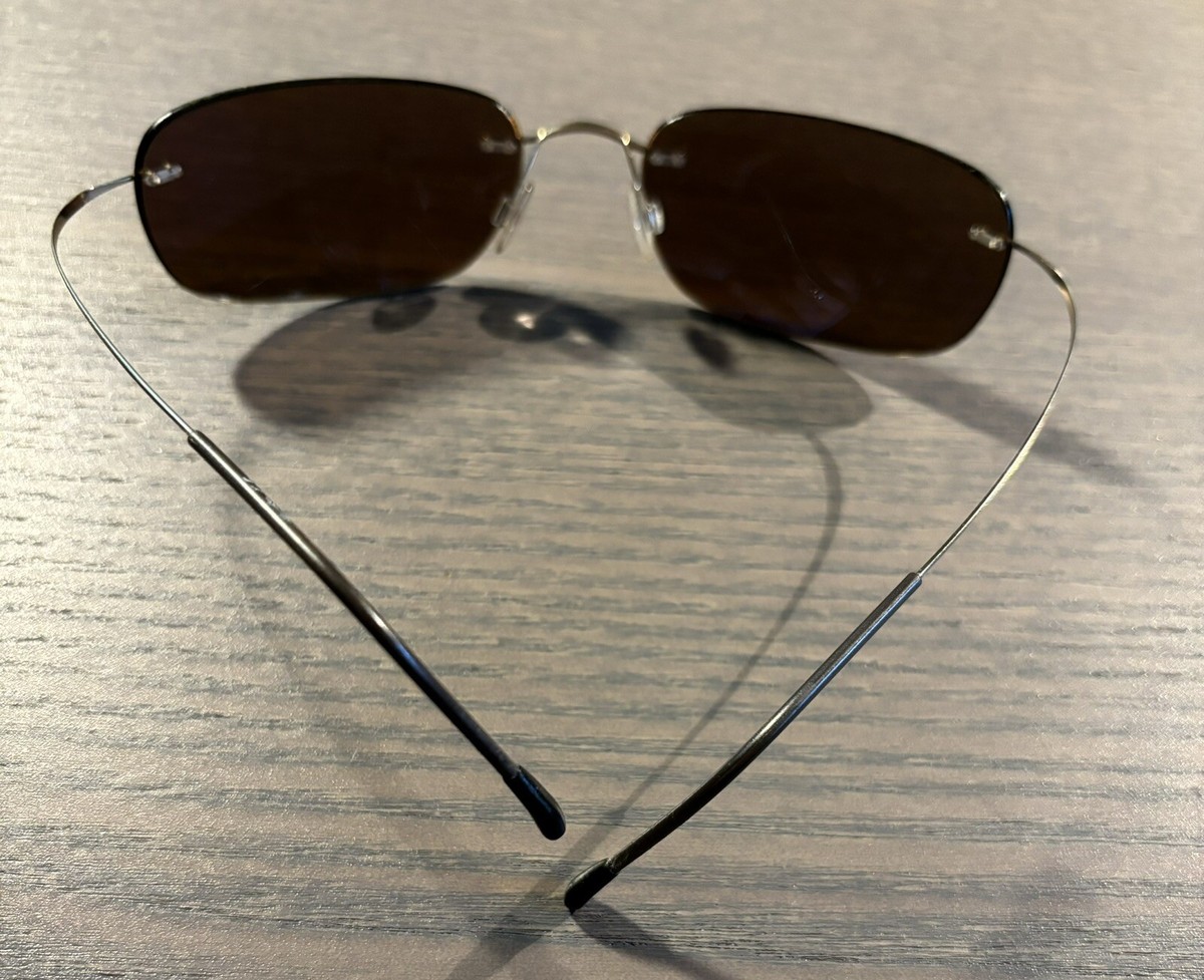 Silhouette Polarized Titanium Rimless Sunglasses; Gold Frames