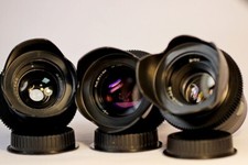 Vintage Soviet Cine Lens Set Helios-44 Mir-1B Jupiter-37 / Canon EF