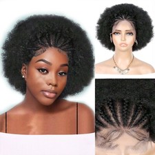 Handmade Cornrow Braids Wigs for Black Women 13x4 HD Lace Front Afro Puff Wigs