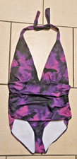 Batty in Purple Women's One-piece Swimsuit AOP Bat Halter Style Swimsuit Size XL