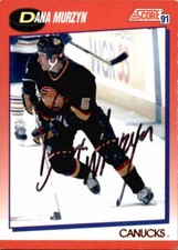 Dana Murzyn Signed Auto 1991-92 Score card Vancouver Canucks