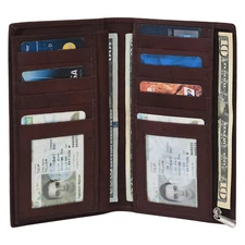 Leather Trifold Wallet For Women With Removable Checkbook Holder RFID Blocking