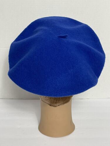 Vintage Liz Claiborne Womens Royal Blue 100% Wool Beret With Logo OSFA A1 - Picture 4 of 9