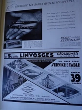DORIC creation EVERSHARP + LINVOSGES GERARDMER paper advertising ILLUSTRATION 1932 collar