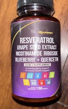 NEW Trans-Resveratrol w Grape Seed, Nicotinamide Riboside, Quercetin + 150 caps!