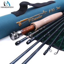 Maxcatch V-Traveler Canna da Pesca a Mosca 4/5/6/7/8wt 9ft 7pz, IM10 Fibra di Carbonio