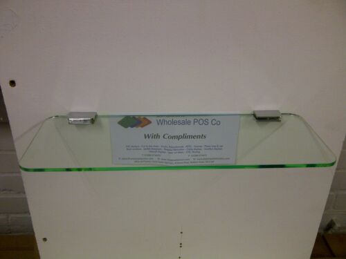 ACRYLIC GLASS EFFECT STRAIGHT SHELF IN GLASS LOOK 5MM PERSPEX WITH CHROME FIXING - Picture 1 of 1