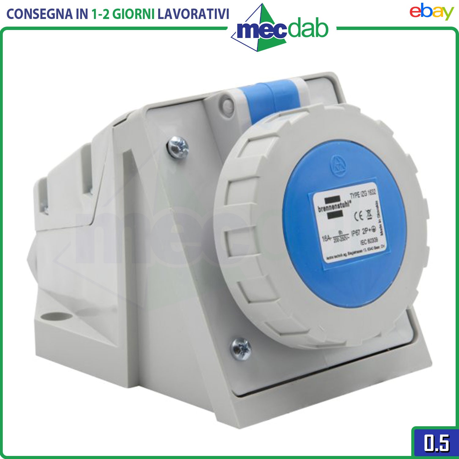 Presa a Muro CEE 230V 16A 3P Da Esterno IP67