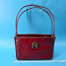 Etienne Aigner Vintage Handmade Leather Shoulder Bag Burgundy Oxblood Brass Logo