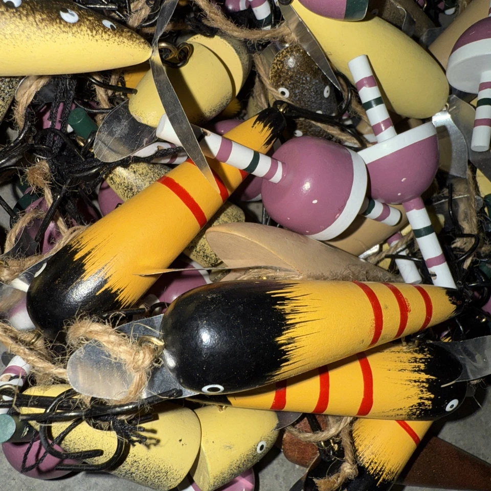 Lots Of Hand-Painted Wooden Crankbait Fishing Lure 4” Nautical Marine Decor Fish - Image 4 of 4