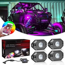 RGB Rock Lights Kits, 4 pods RGB LED Rock Lights with Bluetooth Control 4 Pods