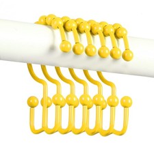 12 Yellow Shower Curtain Hooks, 304 Stainless Steel, Double Glide Rings, Style A