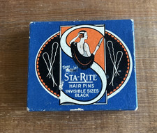Vintage Sta-Rite Invisible Sizes Hair Pins Full Box Advertising