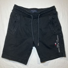 TOMMY HILFIGER Essential Sweat Shorts Mens Small Black Preppy Basic Lounge