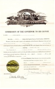 North Carolina Governor 1941-45 & Senator, J M Broughton: 1943 signed Document