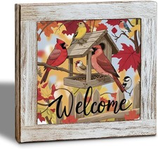 Welcome Sign for Front Door, Rustic Farmhouse Porch Wood Decors, Autumn 05