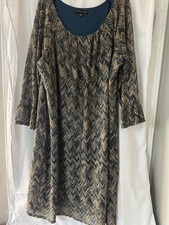CHRIS McLaughlin Chevron Knit 3/4 Ruffle Sleeve Knee Length Dress Size 22 