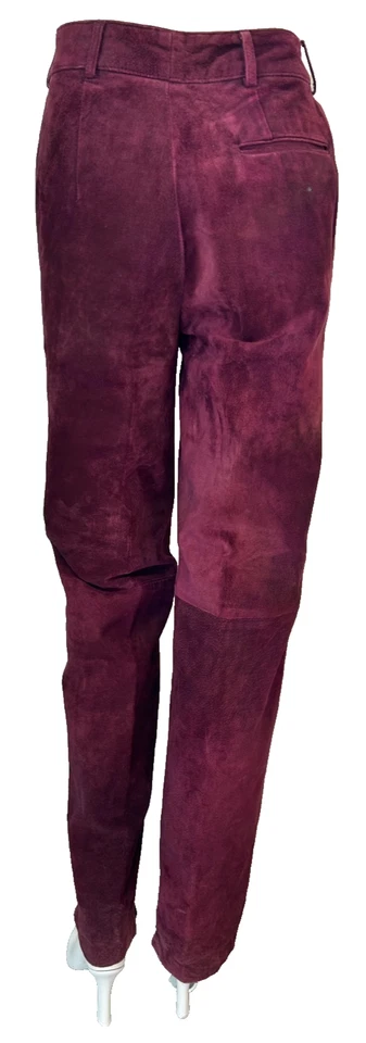 Pantalón de gamuza vino años 80-90 talla 8 Anne Klein tiro alto plisado bolsillos forrados Foto 2 de 4