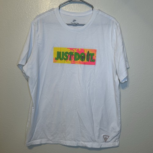 Nike Beach Party JDI Just Do It Shirt XL Weiß Neon Palmen Tropical BG39 - Bild 1 von 5