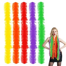 5 PCS Feather Boas 5ft Artificial Colorful Set Women Costume Halloween Party