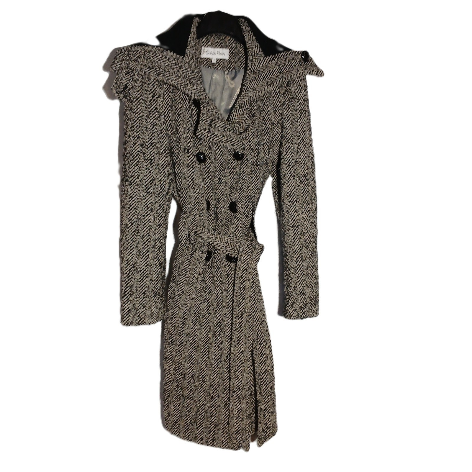 Calvin Klein Womens Herringbone/ Double Breasted/ Mid-Length /Winter Coat/Size 8