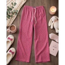 Lauren Ralph Lauren Pajama Pants Size M Medium Pink Polkadot Sleepwear 806m
