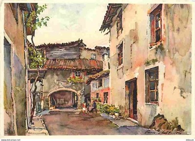 Postcard - Art - Painting - Malide - Rustic Courtyard - CPM - See Scans Straight