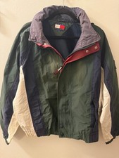 Vintage Olive, Navy, White, and Red Winter Coat - Men's L